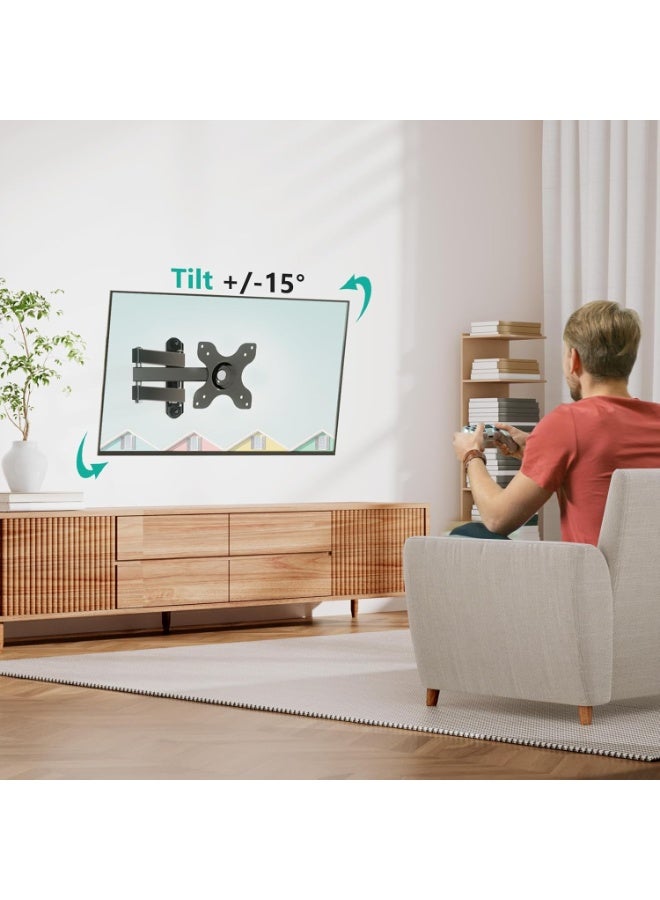 TV wall mount bracket, adjustable angle, 15-inch fully extendable arm, suitable for most 13 to 32-inch LED TV flat panel screens, VESA standard maximum 100x100mm , black. - Image 2